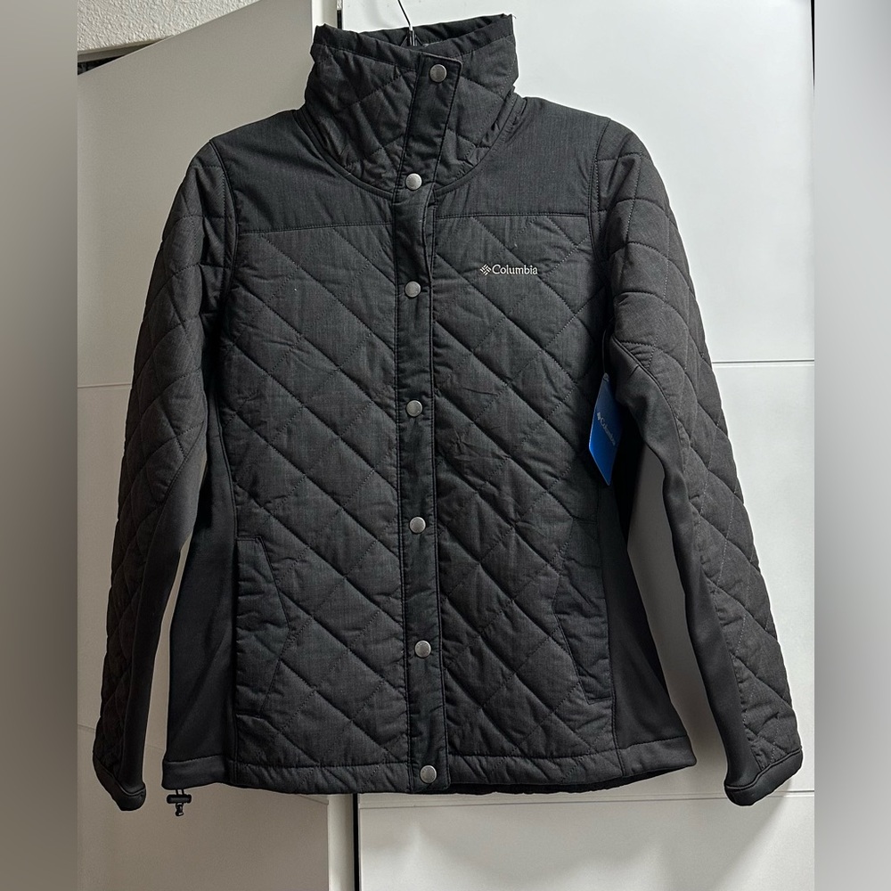 Columbia Pilsner Peak Quilted Jacket in Shark Heather Size Small New With Tags